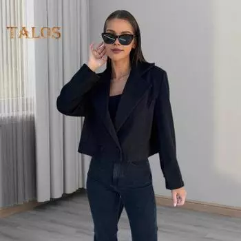 Осенне-зимняя женская куртка в английском стиле, свободная, застежка на две пуговицы, однотонная, толстая, с длинными рукавами, отложным воротником, для поездок на работу и отдыха на природе M хаки