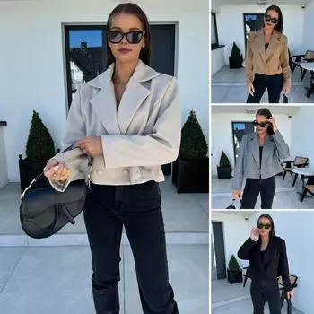 Осенне-зимняя женская куртка в английском стиле, свободная, застежка на две пуговицы, однотонная, толстая, с длинными рукавами, отложным воротником, для поездок на работу и отдыха на природе M темно-серого