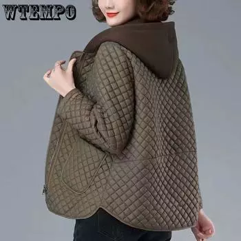 Осенне-зимняя женская легкая маленькая хлопковая куртка, хлопковая куртка с капюшоном, повседневная модная глянцевая легкая куртка M армия зеленый