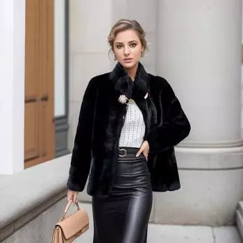 Осенне-зимняя женская меховая интегрированная куртка женская утолщенная с высоким воротником теплая датская норковая шуба верхняя женская зимняя куртка M белый