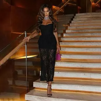 Осенне-зимняя женская мода сексуальный топ с открытой спиной и высокой талией облегающее платье, закрывающее ягодицы S чёрный