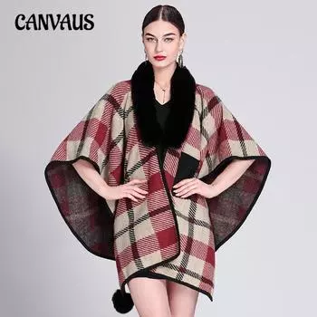 Осенне-зимняя женская накидка-шаль из искусственной шерсти кролика-выдры с воротником из меха и жаккардовыми шариками, женская свободная вязаная куртка-кардиган One Size верблюд