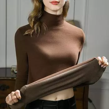 Осенне-зимняя женская нижняя рубашка Dralon с высоким воротом, темпераментный коммуникатор, теплый топ с длинными рукавами и подкладкой M белый