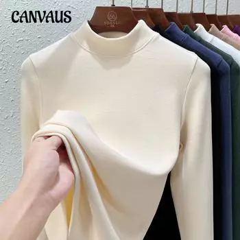 Осенне-зимняя женская нижняя рубашка Dralon, теплые топы с высоким воротником и длинными рукавами, двусторонние бархатные топы с внутренней стороны S чёрный