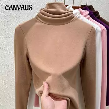 Осенне-зимняя женская нижняя рубашка Dralon, теплый многоуровневый воротник, двусторонние бархатные топы с длинными рукавами и внутренней отделкой S чёрный