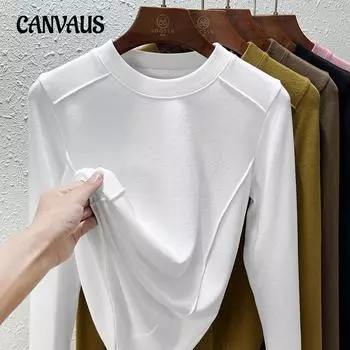 Осенне-зимняя женская нижняя рубашка из матового флиса, блузка с длинными рукавами, внутренняя нижняя рубашка, дизайнерские топы M чёрный