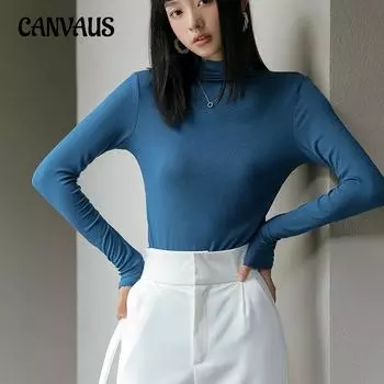 Осенне-зимняя женская нижняя рубашка из модала, хлопок, тонкий воротник до середины шеи, плотная однотонная блузка с длинными рукавами внутри S белый