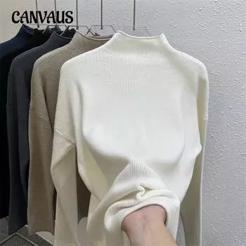 Осенне-зимняя женская нижняя рубашка, пуловер с полувысоким воротником, свитер, однотонный мягкий чехол Yangqi, вязаная нижняя рубашка с мясом, Top Tide One Size тёмно-синий