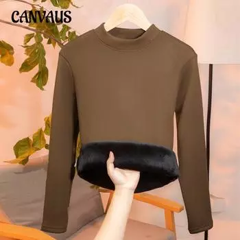 Осенне-зимняя женская нижняя рубашка с мягкой подкладкой из утолщенного модала с полувысоким воротником и узкой блузкой со средним вырезом и длинными рукавами M белый