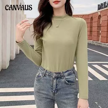 Осенне-зимняя женская нижняя рубашка, тонкая тонкая мягкая рубашка с круглым вырезом и теплая блузка с длинными рукавами, топ M белый