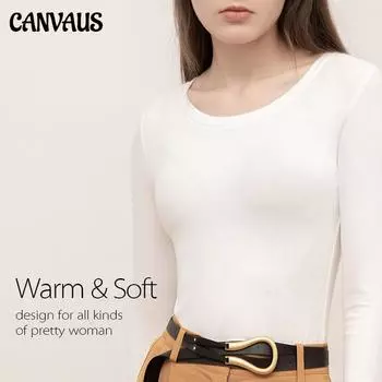 Осенне-зимняя женская новая стильная хлопковая теплая и холодостойкая однотонная рубашка с круглым вырезом, тонкая нижняя рубашка, женская футболка с длинными рукавами