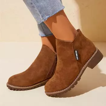 Осенне-зимняя женская обувь больших размеров, ботинки Martin, универсальные короткие, на среднем толстом каблуке, матовые одинарные ботинки и ботильоны 35-42 35 красный