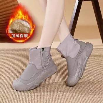 Осенне-зимняя женская обувь на толстой подошве, бархатные ботинки Martin, хлопковые ботинки, модные тонкие зимние ботинки 35 чёрный