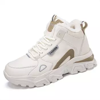 Осенне-зимняя женская обувь, плюшевые теплые кроссовки на платформе, женская нескользящая весенняя спортивная обувь на толстой подошве 42 чёрный