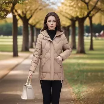 Осенне-зимняя женская одежда на хлопковой подкладке, облегающая, короткая, с капюшоном, утолщенная, для мам среднего и пожилого возраста. XL чёрный