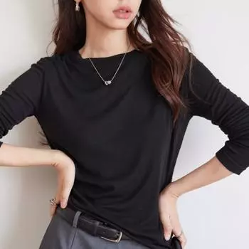 Осенне-зимняя женская однотонная рубашка с круглым вырезом, двухсторонняя, с пескоструйной обработкой, теплая, с высокой эластичной подкладкой, универсальная рубашка-основа M белый