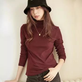 Осенне-зимняя женская однотонная рубашка с полувысоким воротником, двухсторонней шлифовкой, теплая базовая рубашка с высокой эластичной подкладкой и облегающим внешним видом, универсальная базовая рубашка M серый