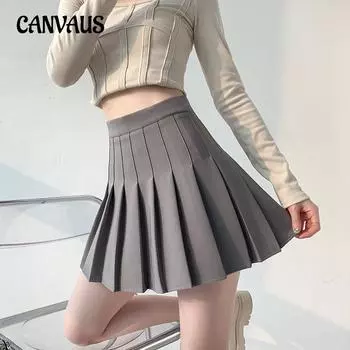 Осенне-зимняя женская плиссированная юбка, белая короткая юбка, тонкая клетчатая юбка трапециевидной формы в японскую клетку с высокой талией XS белый