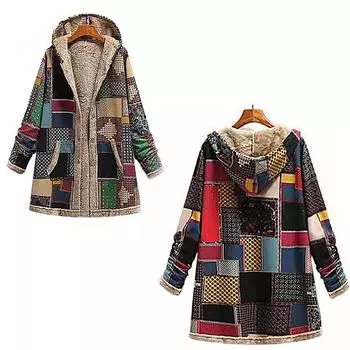 Осенне-зимняя женская плюшевая куртка с принтом листьев, капюшоном, застежкой-молнией, длинными рукавами, в винтажном стиле S зелёный