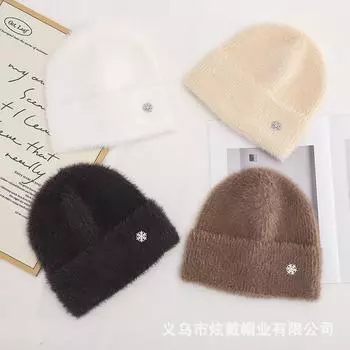 Осенне-зимняя женская плюшевая новая вязаная шапка универсальная теплая защита ушей утолщенная модная шерстяная шапка one size fits all хаки