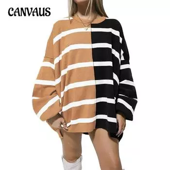 Осенне-зимняя женская полосатая трикотажная толстовка с длинным рукавом S синий/зелёный