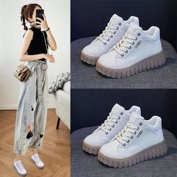 Осенне-зимняя женская повседневная обувь Ботинки Martin на толстой подошве для женщин 35