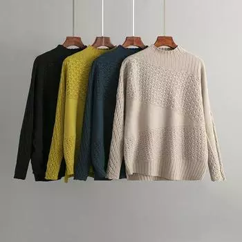 Осенне-зимняя женская простая блузка с длинным рукавом и высоким воротом, свитер OneSize чёрный