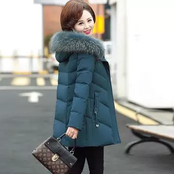 Осенне-зимняя женская пуховая куртка средней длины, модная стеганая куртка среднего и пожилого возраста XXXXXL