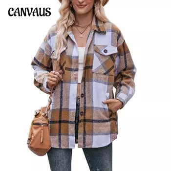 Осенне-зимняя женская рубашка, клетчатая куртка, повседневная свободная рубашка с карманами, топы с длинными рукавами S темно-серого