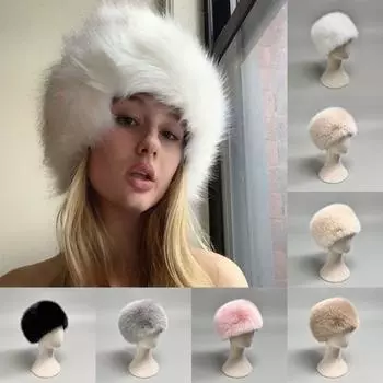 Осенне-зимняя женская шапка из меха лисы и искусственной норки, женская утолщенная теплая плюшевая панама average size