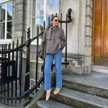 Осенне-зимняя женская шикарная однотонная куртка с воротником-шарфом, элегантная повседневная куртка-шаль с длинными рукавами, новая уличная одежда для поездок на работу L