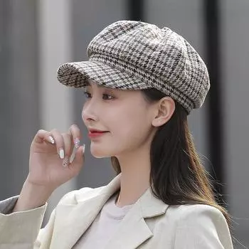Осенне-зимняя женская шляпа, модные восьмиугольные шляпы, женские британские, корейские, японские береты, модная простая шляпа с утиным язычком чёрный