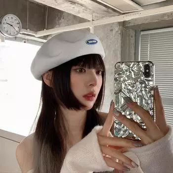 Осенне-зимняя женская шляпа, модный белый берет с надписью, зимние шапки, винтажный мужской берет, французская шляпа, темно-синяя кепка 56-58cm синий