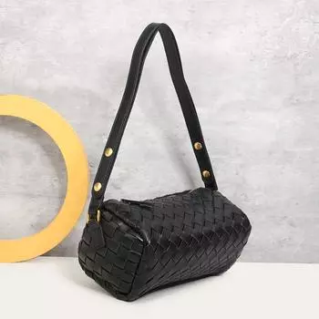 Осенне-зимняя женская сумка на одно плечо подмышкой, плетеная, трендовая, ретро, ручная сумка для камеры, повседневная сумка через плечо в форме цилиндра чёрный
