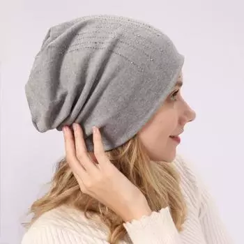 Осенне-зимняя женская теплая шапка-пуловер, вязаная двухслойная ветрозащитная теплая шапка Hot Drill One size хаки