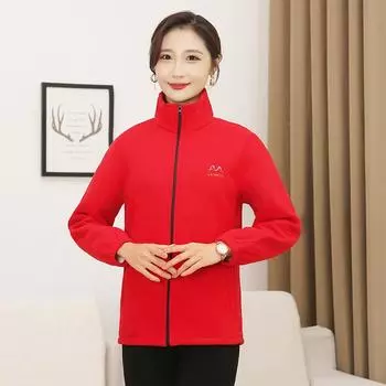 Осенне-зимняя женская теплая утепленная куртка из бархата, повседневная флисовая куртка с воротником-стойкой XXXXXL красный