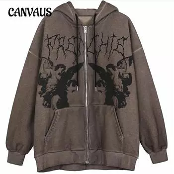 Осенне-зимняя женская толстовка больших размеров с принтом и карманами, уличная толстовка с двойным капюшоном, кардиган, куртка S белый