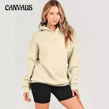 Осенне-зимняя женская толстовка с капюшоном больших размеров, свободная спортивная повседневная однотонная толстовка с длинным рукавом S чёрный