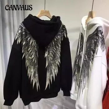 Осенне-зимняя женская толстовка с капюшоном больших размеров, тяжелая промышленная, горячая, легкая, роскошная, с передними и задними крыльями, с капюшоном, с длинными рукавами, стеганая куртка, толстовка L белый