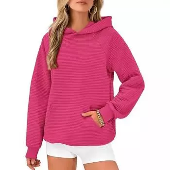 Осенне-зимняя женская толстовка с капюшоном, модная, полосатая, свободная, с длинным рукавом S серый