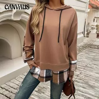 Осенне-зимняя женская толстовка с капюшоном, смешивающиеся цвета, повседневная толстовка с капюшоном и длинными рукавами S чёрный