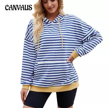 Осенне-зимняя женская толстовка с капюшоном в полоску, контрастные цвета, повседневная свободная толстовка с капюшоном и карманами S серый/розовый