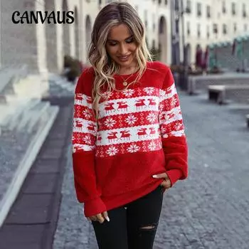 Осенне-зимняя женская толстовка с круглым вырезом, пуловер с длинными рукавами, свободная рождественская ветровка, двусторонняя бархатная повседневная толстовка S