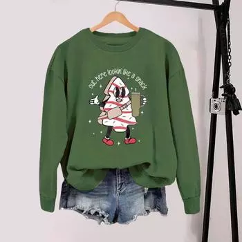 Осенне-зимняя женская толстовка с рисунком из мультфильма, эластичные манжеты и подол, свободный круглый крой M серый