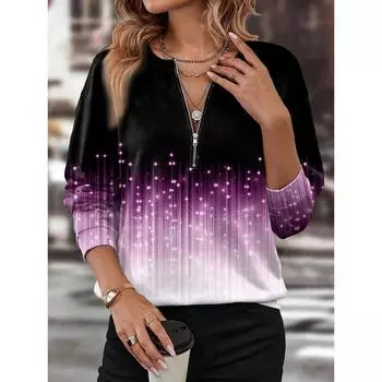 Осенне-зимняя женская толстовка с V-образным вырезом на молнии с индивидуальным принтом и длинными рукавами для женщин, пуловеры и длинные рукава для женщин S красный