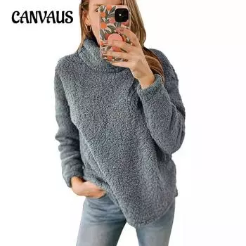 Осенне-зимняя женская толстовка с высоким воротом и ворсом, однотонный плюшевый топ S светло-серый