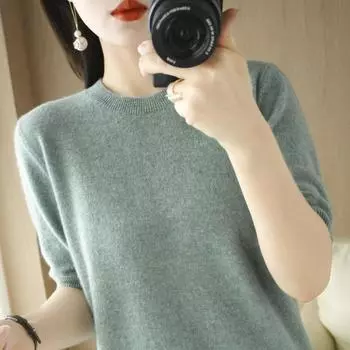 Осенне-зимняя женская трикотажная одежда с высоким воротником, топы, однотонный свитер, свитер из чистой шерсти, пуловер, свитер XXL