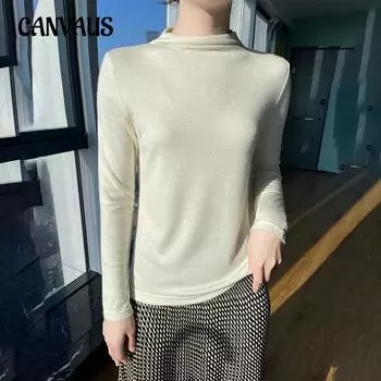 Осенне-зимняя женская трикотажная рубашка с полувысоким воротом и мягкой подошвой, приятная для кожи S белый