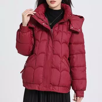 Осенне-зимняя женская утепленная и утепленная верхняя одежда, теплая, короткая, свободная, удобная, с застежкой-молнией, отворотом, с капюшоном XXS