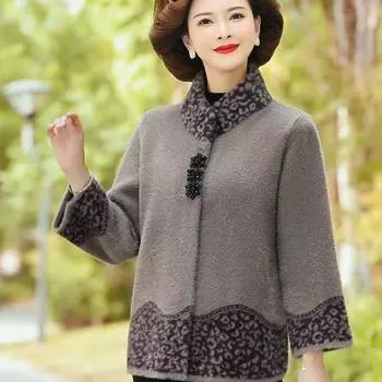 Осенне-зимняя женская утолщенная шуба из искусственной норки, короткий плюшевый вязаный кардиган, свитер, пальто M кофейный